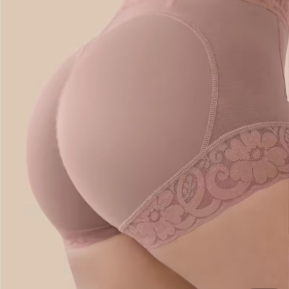 Black and Beige High-Waisted Shapewear Shorts - Picture 2 of 8